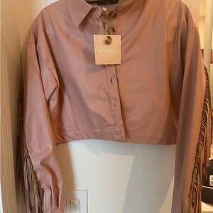 Kittenish Blush Fringe Jacket